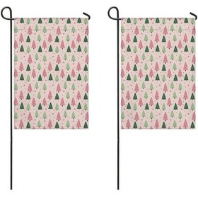 Resim Noel Desenli 2 Li Bahçe Bayrağı Seti, Çift Taraflı 12x80 İnç Açık Alan İçin 12+ 
