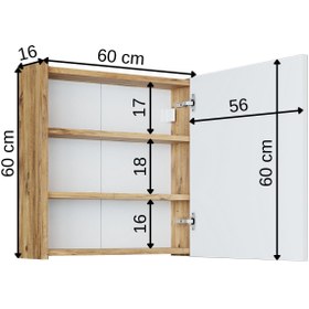 Resim Aynalı Banyo Dolabı - Atlantic - Beyaz / 60 cm 