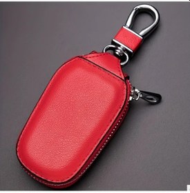 Resim Hightower Kırmızı Renk Sahte Deri Anahtarlık Dayanıklı Pu Malzeme Fermuarlı Araç Anahtar Organizer 
