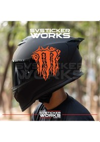 Resim Monster Kask Sticker Tüm Kasklar Uyumlu Tek Yön 1 Adet Turuncu 