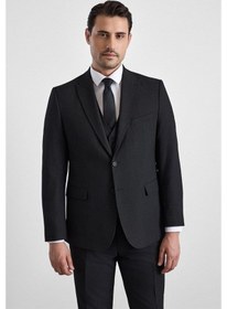 Resim Süvari Siyah Regular Sivri Yaka 4 Drop Yelekli Takım Elbise Tk1015000057-s09 