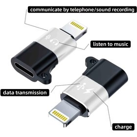 Resim iPhone için Çok Fonksiyonlu Type C Dişi - Lightning Adaptör, Şarj/Veri Aktarımı/Müzik Çalma 