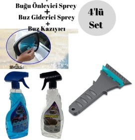 Resim LutiaS Oto Cam Buz Çözücü Araç Buğu Çözücü Oto Cam Kazıyıcı Ayna Yağmur Kaydırıcı Film Kışlık 4 lü Set 