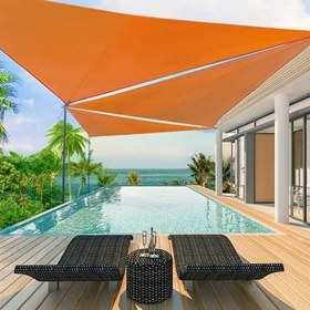 Resim Birinci Sınıf Ağır Hizmet Üçgen Güneşlik Tente - Su Geçirmez Dış Mekan Gölgelik Tente Carport & Patio için - UV Koruması, Gri 13,1 x 13,1 x 13,1 FT - Bahçeler ve Güverteler için Mükemmel 