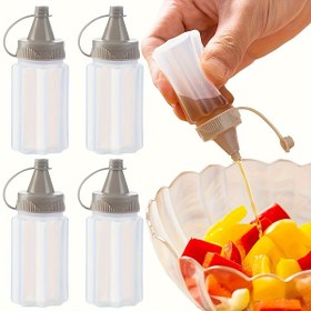 Resim 4 Adet Mini Sıkma Baharat Şişeleri Kapaklı - Mutfak, Kamp, Piknik, Okul & Ofis İçin Taşınabilir Baharat Kavanozları - PVC İçermeyen Plastik, Oval Şekil, Baharat, Depolama 