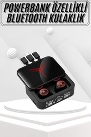 Resim Kablosuz Bluetooth Kulaklık Powerbank Özellikli Göstergeli Hd Mikrofon 