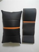 Resim Turuncu Yüzüklü Karbon-noktalı Deri Direksiyon Kılıfı Ve Oto Araç Seyehat Boyun Yastık Seti 