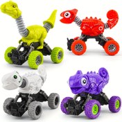 Resim Çift Otomatik Geri Dönüşü Olan Kayma Gücüyle Çalışan Mekanik Dinozor Araba Oyuncak, Karışık Renk, Manuel Geri Çekme ve İleri Itme Arabası, Geri Çekilebilir İnküasyon ile, 3 Yaş ve Üstü Çocuklar için, Interaktif Dinozor Eylem Oyunu, Pil Olmadan, Noel, Doğum Günü Hediyeleri için Mükemmel 