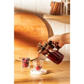 Resim Turuncu 350 ml French Press, Şık ve Kullanışlı Kahve Demleme Aracı 