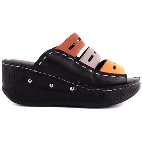 Resim Beety 116.101 Hakiki Deri Siyah Dolgu Topuk Anatomik Kadın Terlik-Siyah 