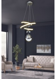 Resim Eylül Tek Toplu Led Avize - - Kumandalı / Krom Krom 