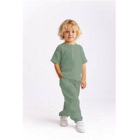 Resim Müslin T-shirt Pantolonlu Takım Çağla Çağla Çağla Yeşili 