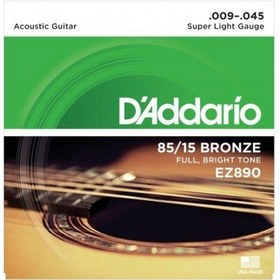 Resim D'addario Ez890 Ez Serisi Akustik Gitar Tel Seti Super Light - 85/15 Bronze - 09-45 