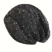 Resim Soluk Alabilir Mesh Çift Kullanımlı Eşarp Beanie Örgü Şapka Seti 