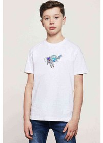 Resim Astronaut Flying Open Space Connected Baskılı Unisex Çocuk Beyaz 