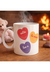 Resim Cutie Be Mine Lyk U Porselen Kupa Model 9 - Sevgiliye Özel Tatlı Tasarım Renkli 