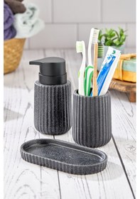 Resim Cooker 3 Parça 180 Ml Seramik Sıvı Sabunluk Ve Banyo Seti Ckr3430 Siyah 