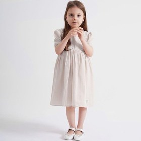 Resim Oliventhekid Kolları Ve Beli Lastikli Kız Çocuk Elbise Ekru Ekru 