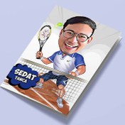 Resim Tenis Oynayan Erkek Karikatürlü Tebrik Kartı 