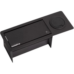 Resim Socketline Monza Wireless Serisi Bas Aç Kapaklı Fırçasız Masa Priz Siyah 