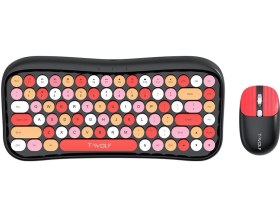 Resim Sones T-wolf Tf660 2.4g+5.0 Bluetooth Çift Modlu Retro Kablosuz Klavye Ve Fare Seti 