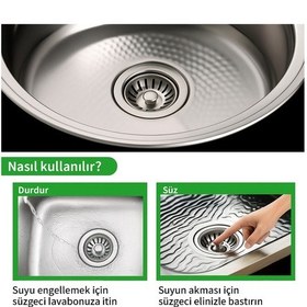 Resim Çöpmak 2 Adet Mutfak Lavabo Sifon Gideri Paslanmaz Metal Tıpa Süzgeci 8 Cm Dayanıklı Ve Uyumlu 