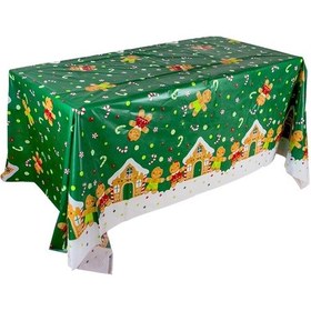 Resim Noel Partisi Etkinliği Masa Örtüsü Yeşil Bisküvi 