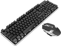 Resim Kablosuz Klavye ve Fare Birleşimi, RGB Led Arkadan Aydınlatmalı Tam Boyutlu Oyun Klavyesi 7D 3200DPI 104 Tuşlu Ergonomik Su Geçirmez Klavye Android'den Usb'ye Süspansiyon Tuşları ile 2.4G 