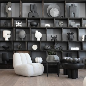 Resim Toe Beyaz Bukle Kolsuz Kumaş Koltuk 