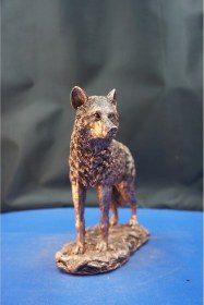 Resim Özel Tasarım Kurt Heykel Biblo Alfa Kurt Hediyelik Dekoratif Aksesuar 19 Cm Bronz 