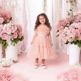 Resim Ahsenim Bebe Göğüs Fırfırlı Kız Çocuk Abiye Elbise 5-10 Yaş 