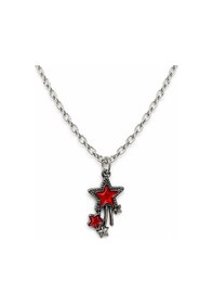 Resim Gotik Kırmızı Yıldız Figürlü Unisex Kolye 60 Cm Zincir Metal Çok renkli 