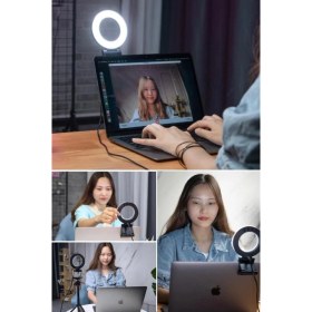 Resim Munico Uzaktan Çalışma Için Dizüstü Monitör Lambası Üzerinde 6 Inç Video Kiti Kısılabilir LED Halka Işık 