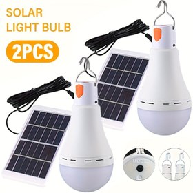 Resim 2 Adet Harici Güneş Enerjili LED Ampul, USB Şarj Edilebilir Batarya, Beyaz Işık, Çengel, Bahçe, Kamp, Olta, Taşınabilir, Fener, Gece Işığı, Stant Işığı için 3 Işık Modu 