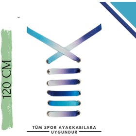 Resim MAG 120cm Açık Mavi - Beyaz - Mor Renk Geçişli Spor Ayakkabı Bağcığı 