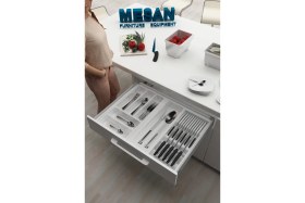 Resim Feyza Design Çekmece Içi Kaşıklık ve Bıçaklık Düzenleyici, Beyaz, 64X48 Cm, Yandan ve Boydan Kesilebilir 