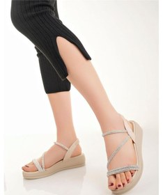 Resim Kadın Taş Detay Sandalet-bej-282 Bej 