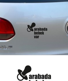Resim MIGNATIS Emzik Ve Arabada Bebek Var Yazısı Stickerı 16x12cm 