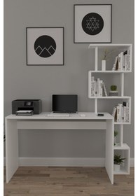 Resim Moonlife Koordinat Pratik Kitaplıklı Çalışma Masası Beyaz 