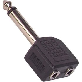 Resim Elektromer 6.3 mm Stereo Erkek / 3.5 mm St x 2 Dişi Çevirici Jack 