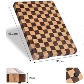 Resim Doğal Akasya Ahşap Kesme Tahtası 43x33 Cm Kaydırmaz Tabanlı, Profesyonel Servis & Sunum Tahtası 25 X 35 