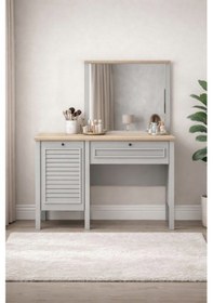 Resim Taiga Makyaj Masası 120 X 136 X 41 Cm Buz Gri - Retro Tasarım Beyaz - Beyaz 
