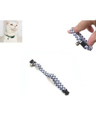 Resim Lacivert-beyaz Renk, Zilli Ayarlanabilir Kedi Tasması, Kedi Aksesuarı Boyun Tasması 1 Adet 