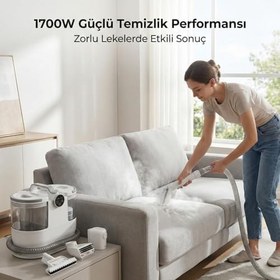 Resim Buharlı Halı ve Koltuk Yıkama Makinesi, 1700W Motor Gücü ve 13000Pa Emiş Performansı, 1.6L Temiz Su Kapasitesi, Buhar Fonksiyonlu Derinlemesine Temizlik, Halı ve Koltuk Leke Çıkartma Makinesi 