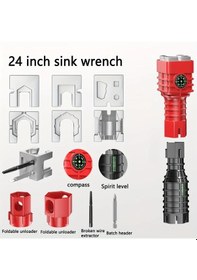 Resim Xuweiwei 24ü 1 Arada Mutfak Banyo İçin Musluk Tamir Alet Seti Dayanıklı Karbon Çelik Kırmızı Siyah 