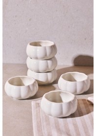 Resim Pumpkin 6'lı Çerezlik Sosluk Çok Amaçlı Ergonomik Tasarım Dekoratif Sosluk Ve Kase Beyaz Beyaz 