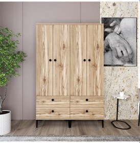 Resim Kalender Dekor Silvia-1-1 Slv04, 4 Kapaklı, 4 Çekmeceli Gardırop 