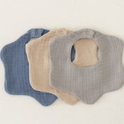 Resim 3'lü Organik Pamuk 8 Katlı Multi Müslin Çiçek Bebek Salya Mama Önlüğü,yakalık Bej, Gri 