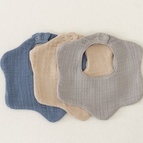 Resim 3'lü Organik Pamuk 8 Katlı Multi Müslin Çiçek Bebek Salya Mama Önlüğü,yakalık Bej, Gri 