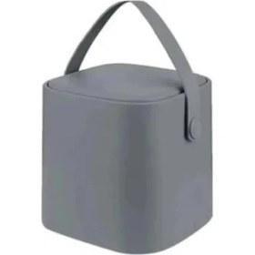 Resim 4l Mini Tezgah Üstü Çöp Kovası - Deri Tutma Saplı, Kompakt ve Şık Tasarım, Mutfak & Banyo Için, Geri Dönüşüm Dostu (Gri, 4 Litre) 